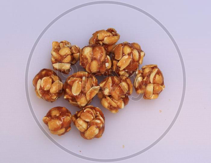 Healthy and sweet groundnut or peanut and Jaggery Laddoo