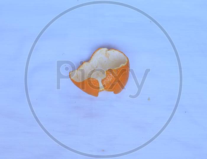 Fresh Orange fruits peel isolated on white background