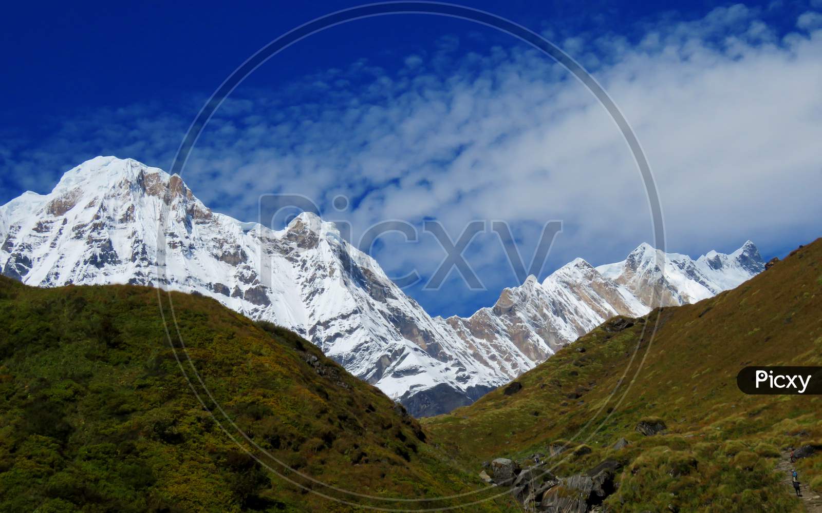 Snow mountain landscape in the alps,annapurna mountain, Nepal