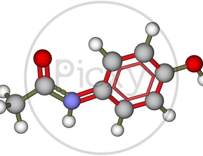Molecule Of Paracetamol (Acetaminophen)