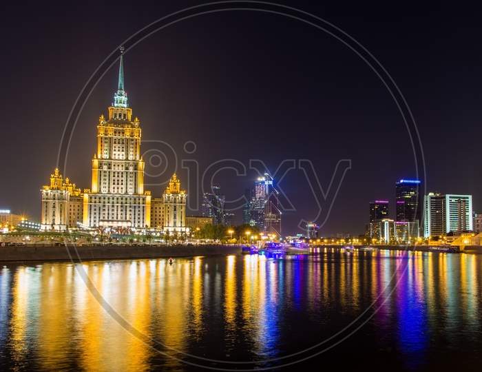 Hotel Ukraine And Moscow-City In The Evening