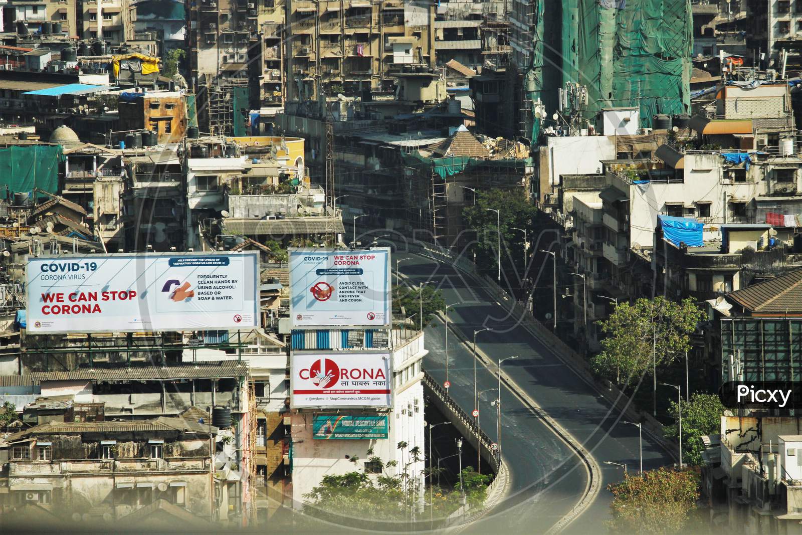 A view shows an empty road during a 14-hour long curfew to limit the spreading of coronavirus disease (COVID-19) in the country, in Mumbai, India, March 22, 2020.