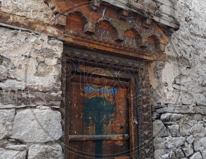 Ruins Of Leh Palace Door, Leh Ladakh, India