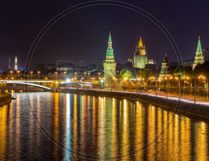View Of Moscow Kremlin By Night - Russia