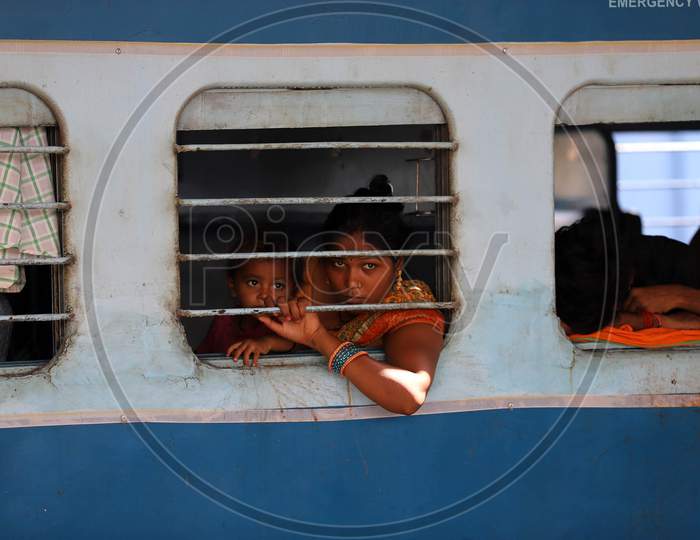 Migrants Travel in a Special Train During Extended Nationwide Lockdown Amidst Coronavirus Or COVID-19 Pandemic in Prayagraj