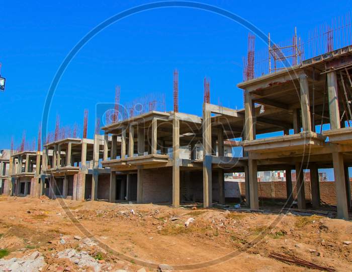 Construction View Of Big Building, Sonipat, Haryana, June 2019