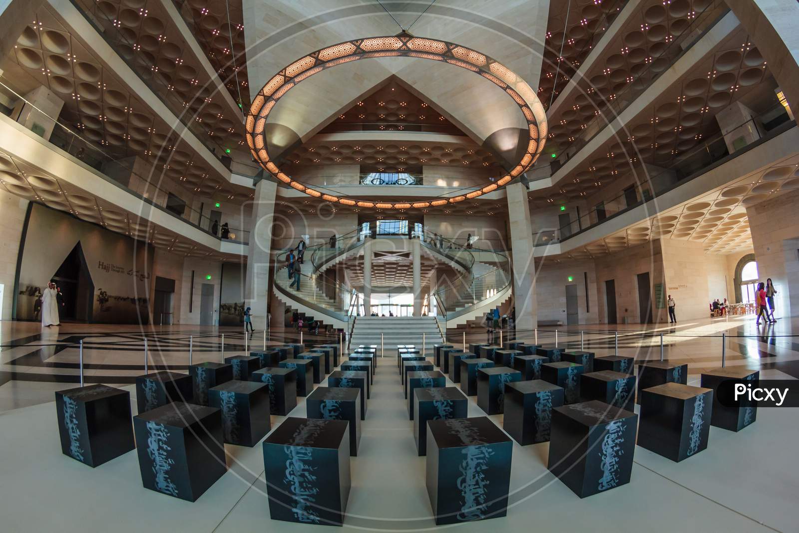 The entrance hall  of The Museum of Islamic art in Doha,Qatar  Fish eye view