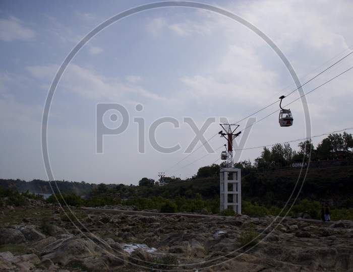 Jabalpur, Madhya Pradesh/India : January 29, 2020 - Ropeway, Dhuandhar Waterfall Jabalpur