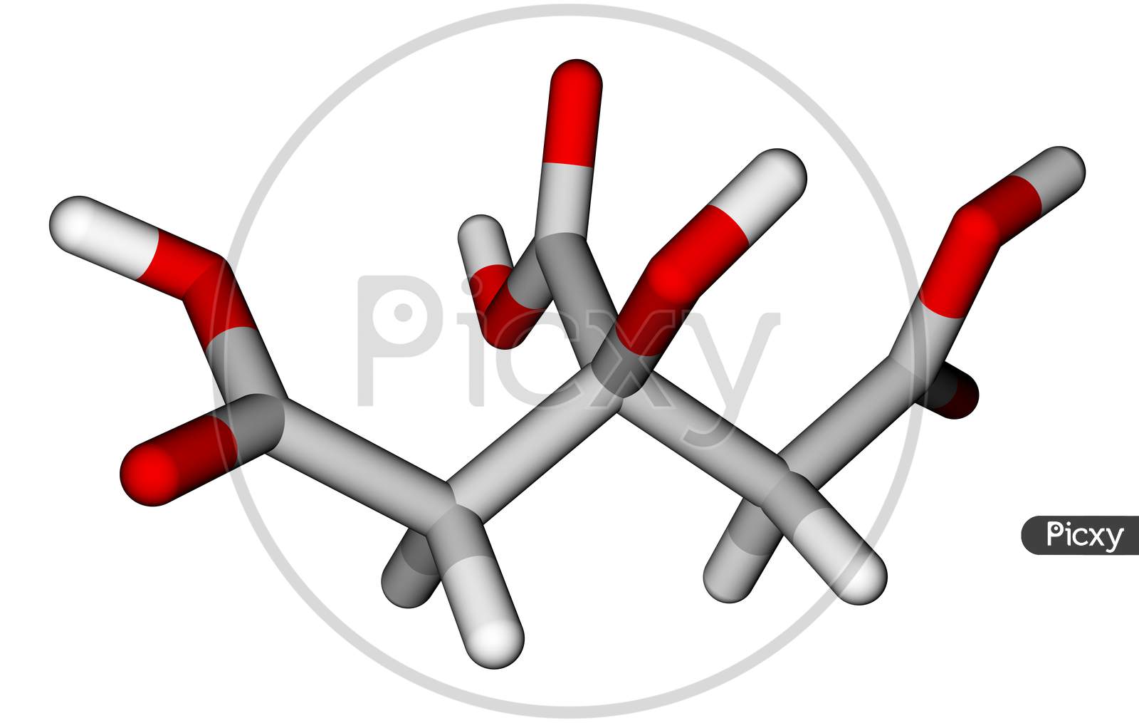 Citric Acid (Food Additive E330) 3D Molecular Model