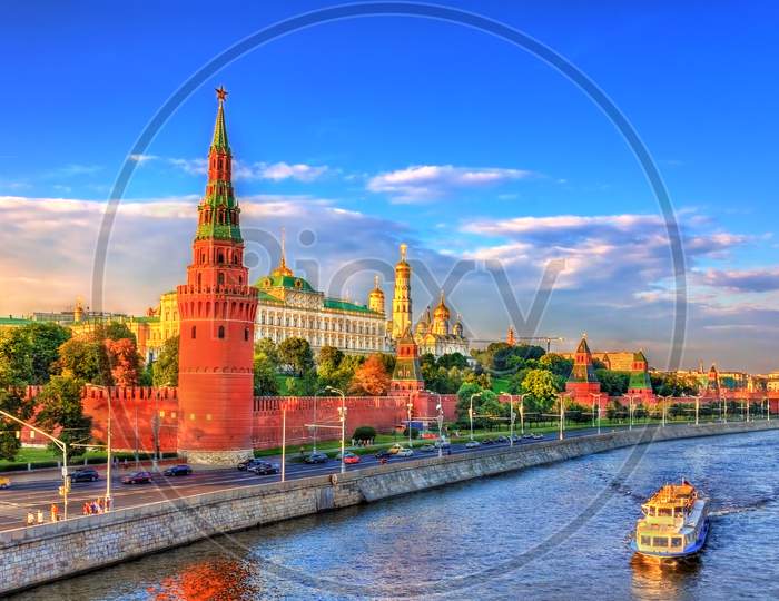 View Of Moscow Kremlin And The Moskva River, Russia