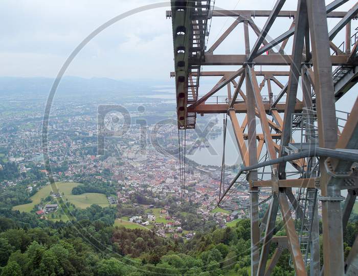 Cable Car Construction In Bregenz, Austria