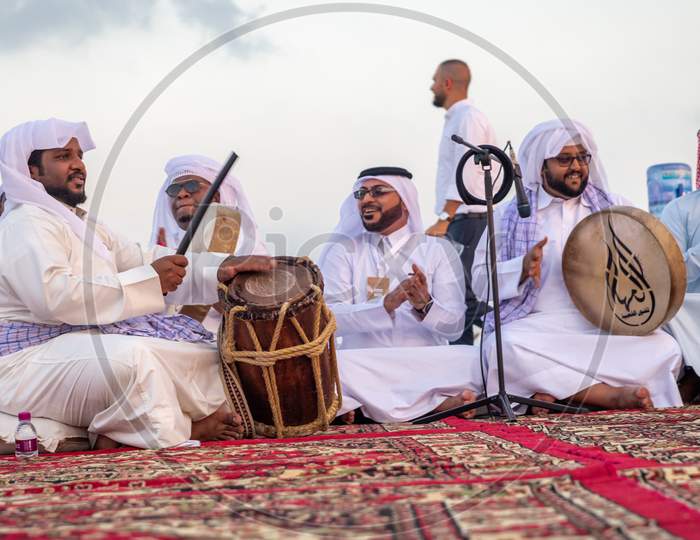 Qatar traditional folklore dance (Ardah dance)  in Katara cultural village, Doha- Qatar
