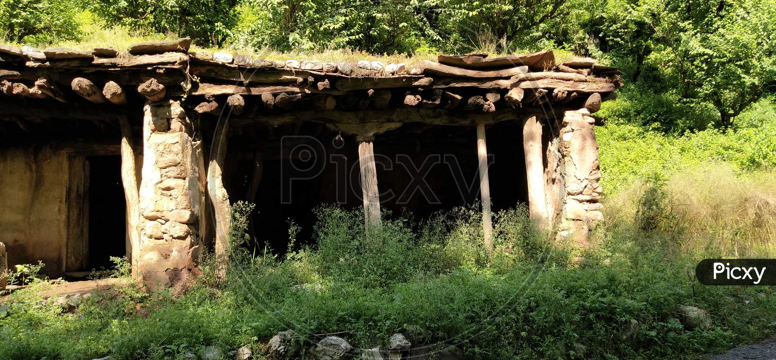 Ruins of mud house in village