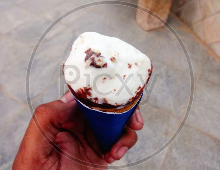 chocolate whipped cream ingredient cup ice cream in hand