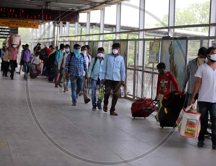 Migrants Arrived By A Special Train At Prayagraj Junction During Extended Nationwide Lockdown Amidst Coronavirus Or COVID-19 Pandemic, Prayagraj On May 30,2020