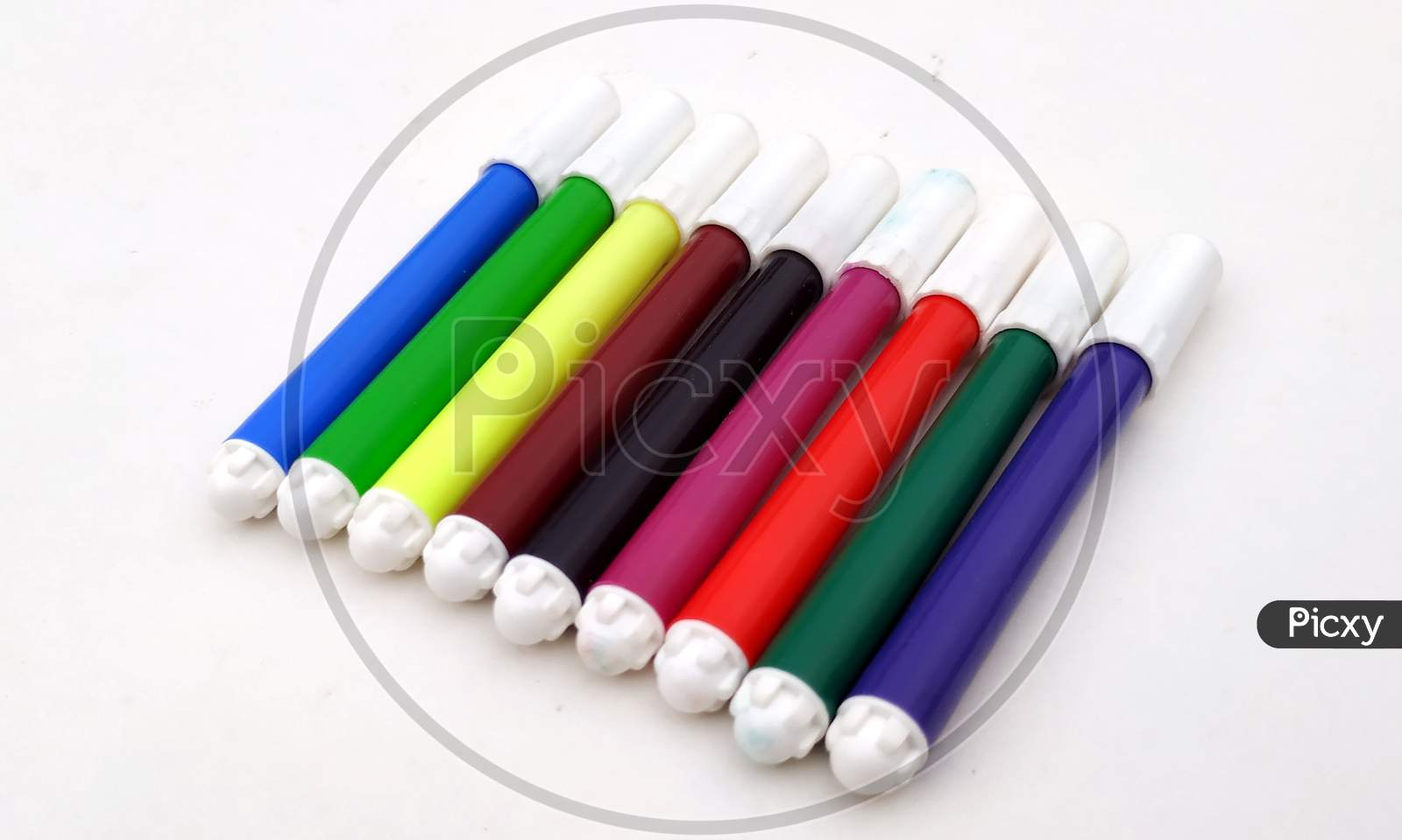 Markers pen. Set of varioust color markers. Watercolor pen. Tool for designer
