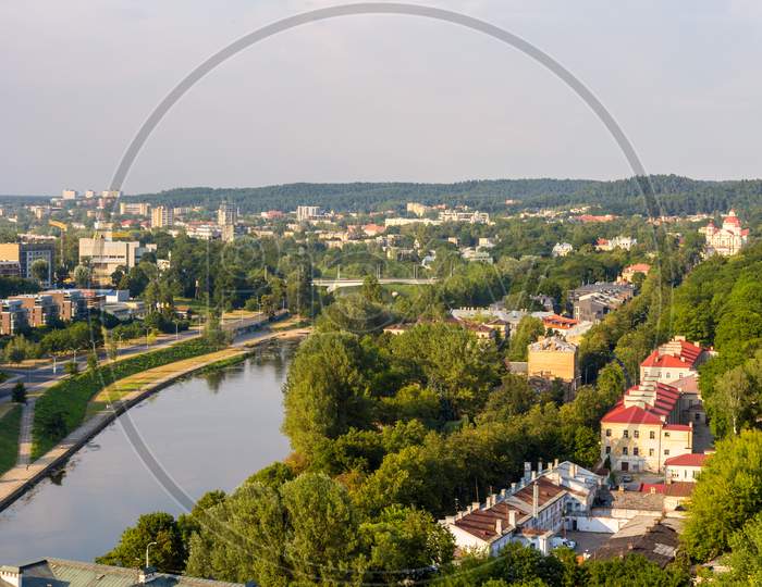 Vilnius Over Neris River In Lithuania