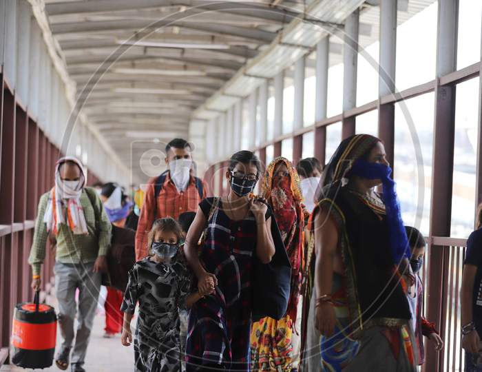 Migrants Arrived By A Special Train At Prayagraj Junction During Extended Nationwide Lockdown Amidst Coronavirus Or COVID-19 Pandemic, Prayagraj On May 30,2020