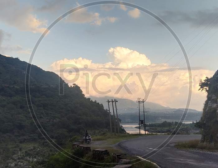 Evening landscape with road