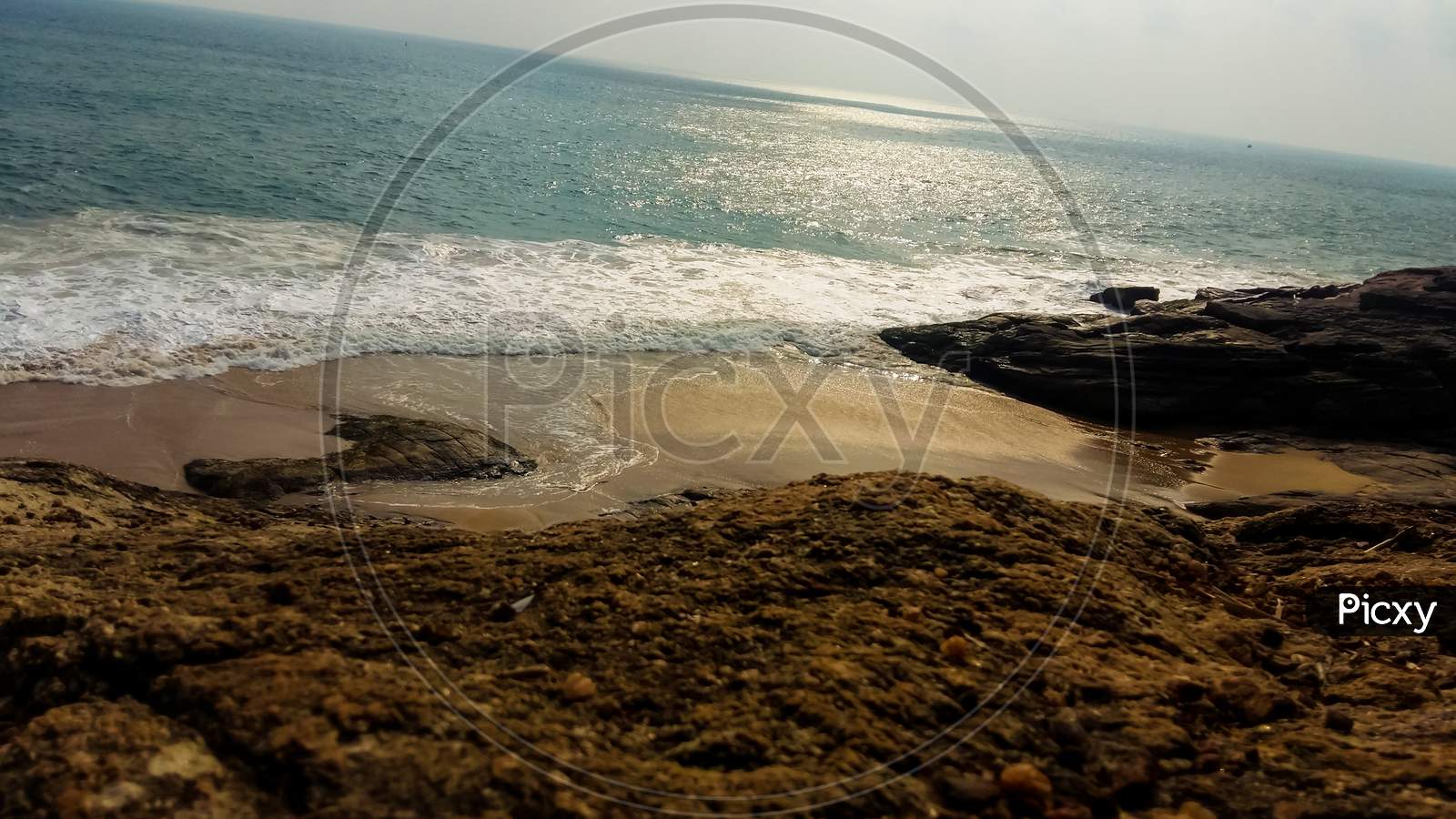 Rocky Shore Of Azhimala Beach In Trivandrum, India.