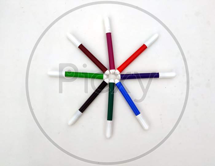 Markers pen. Set of varioust color markers. Watercolor pen. Tool for designer