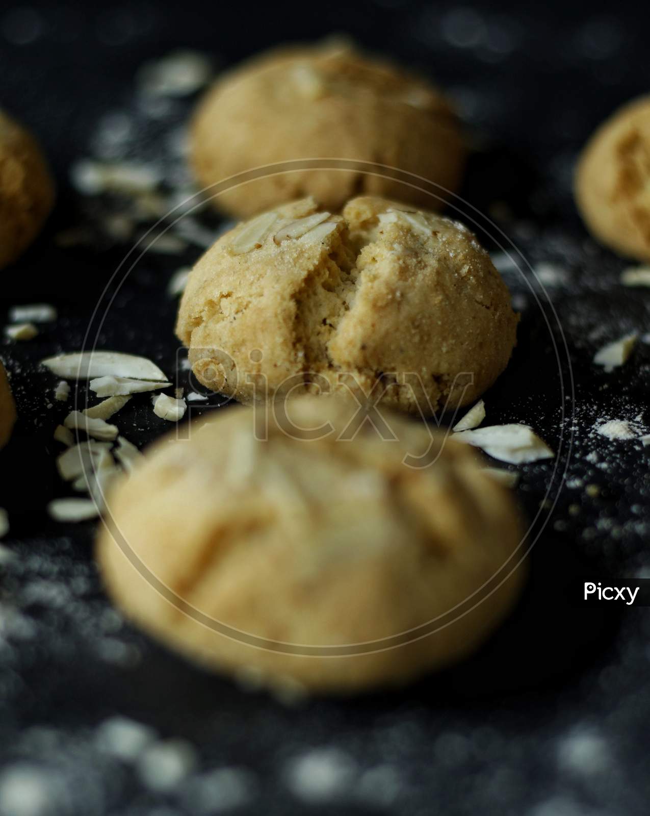 Almond And Oats Cookies With A Beautiful Bokeh Background