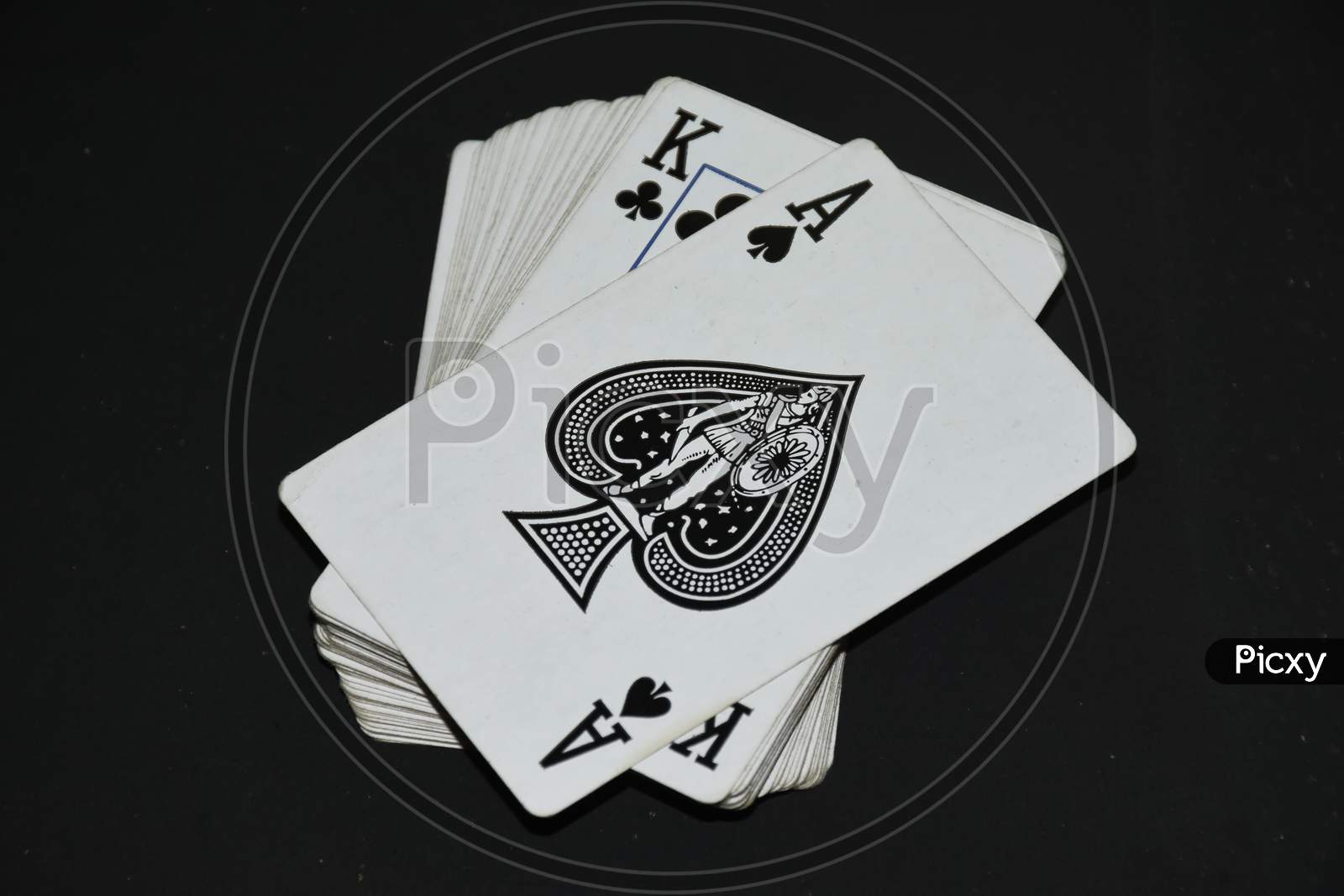 Deck of cards . In black background . Ace of spades . Joker card . Cards wallpaper .
