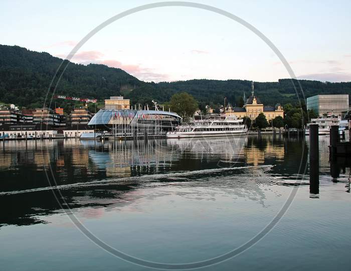 Bregenz Port Harbour With Big Ships