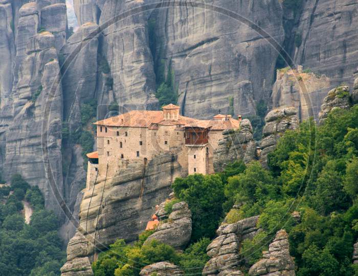 Rousanou Monastery At Meteora Zoom Photo, Greece