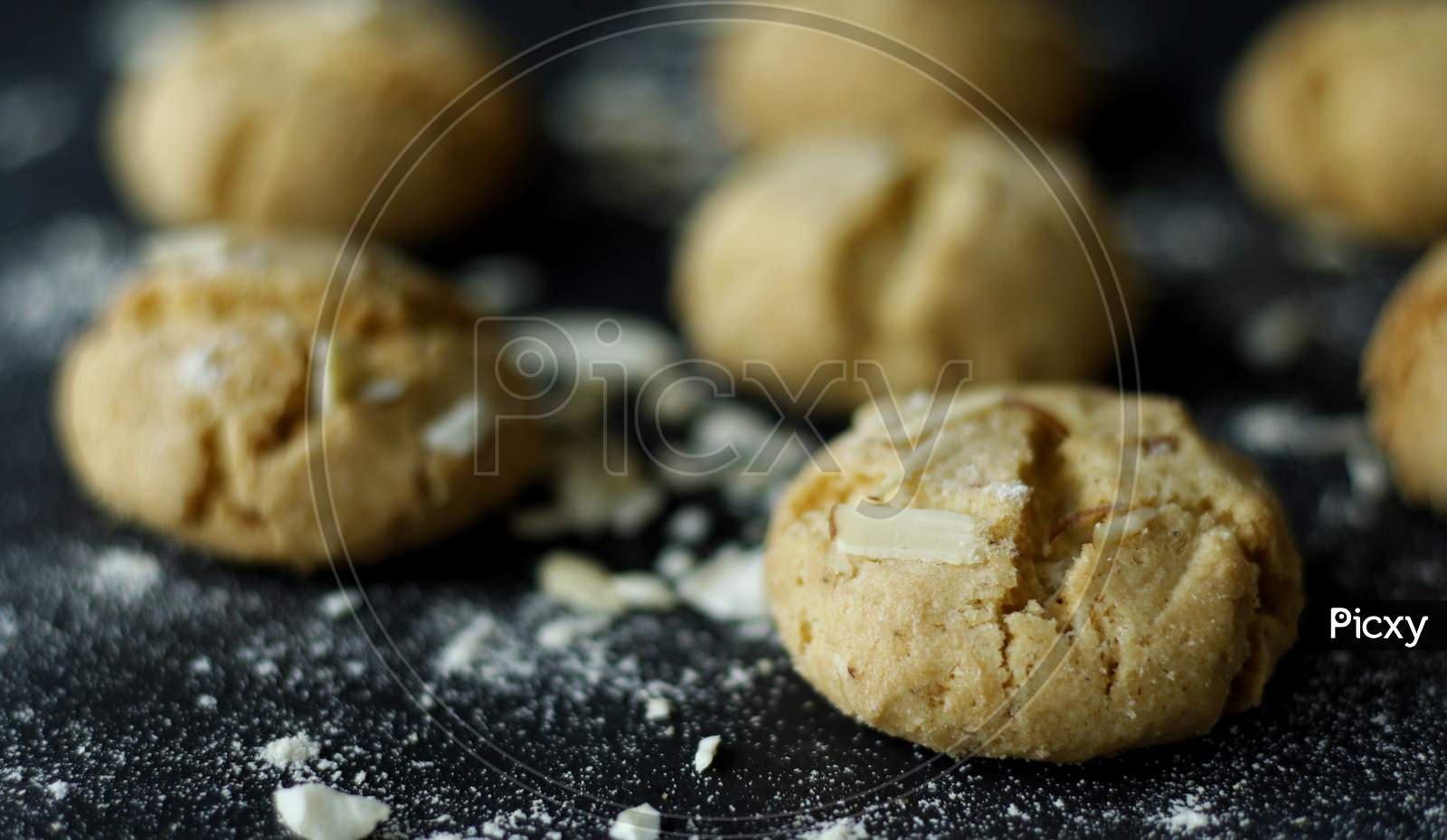 Almond And Oats Cookies With A Beautiful Bokeh Background