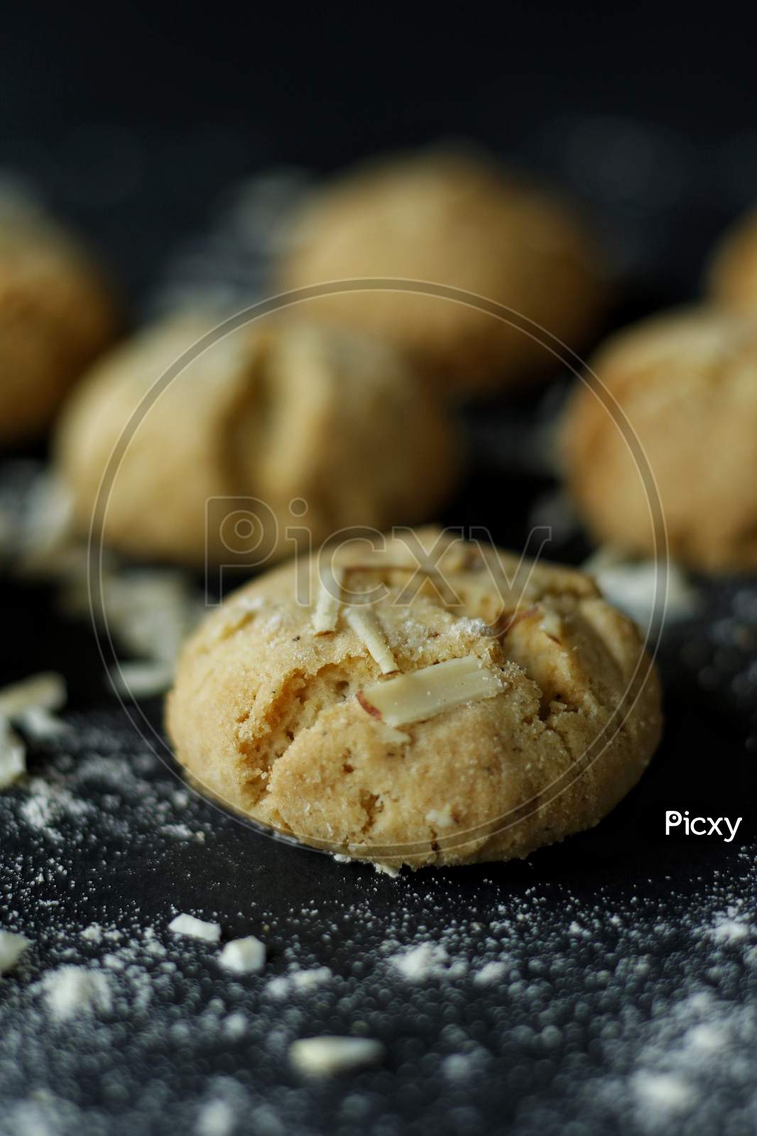 Almond And Oats Cookies With A Beautiful Bokeh Background Perfectly Baked