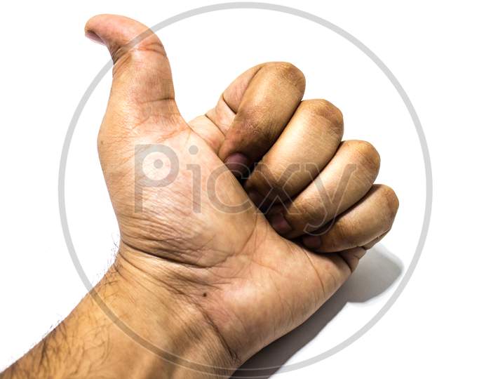 A picture of hand isolated on white background