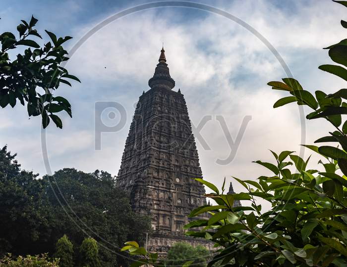 Mahabodhi Temple Isolated With Bright Sky And Unique Prospective Image Is Taken At Mahabodhi Temple Bodh Gaya Bihar India On 15 Mar 2020. It Is The Enlightened Place Of Grate Budha.