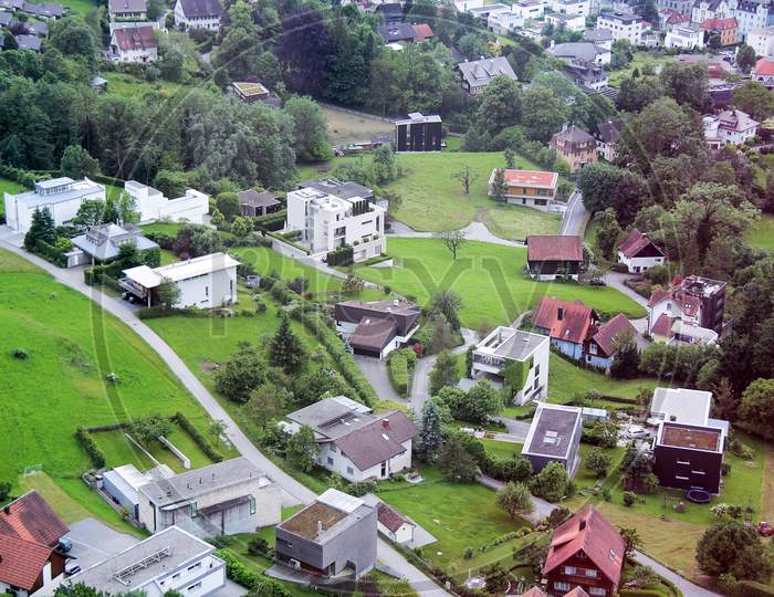 Modern Houses From Aerial View