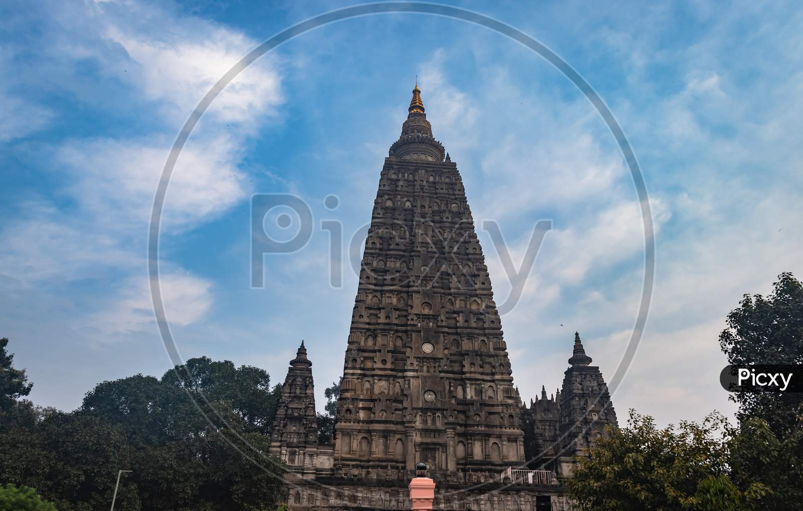 Mahabodhi Temple Isolated With Bright Sky And Unique Prospective Image Is Taken At Mahabodhi Temple Bodh Gaya Bihar India On 15 Mar 2020. It Is The Enlightened Place Of Grate Budha.
