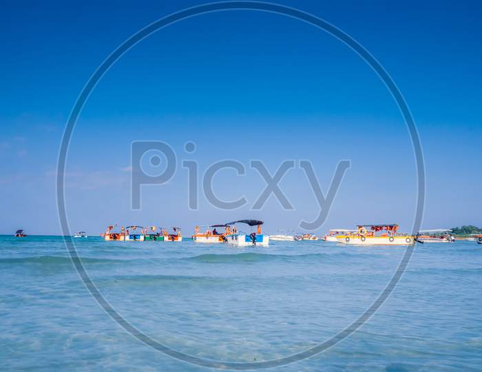 boats in Bharatpur beach, Neil islands, Andaman
