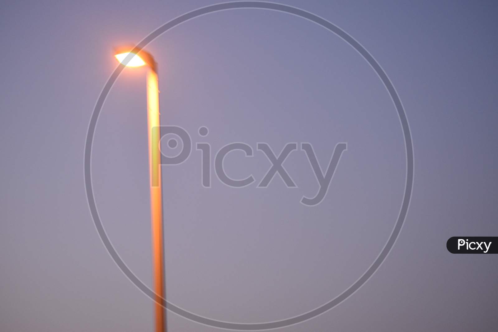 Road Side Street Light In The Abu Dhabi City.Evening Photography With Nikon Camera On April 2020.