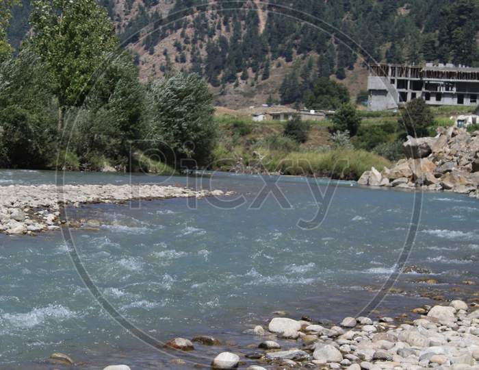 Beautiful River Between mountains of pakistan