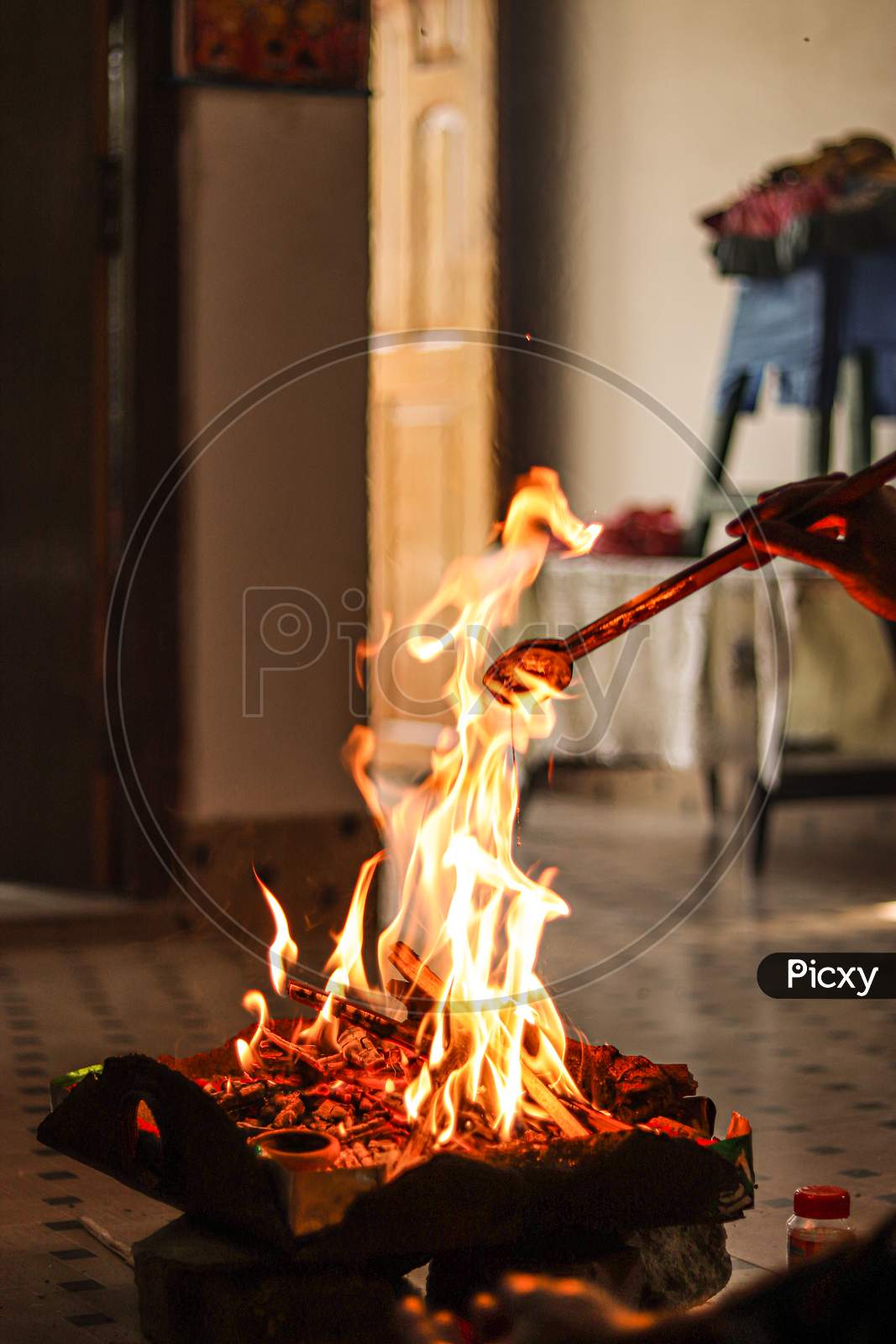 indian Hawan And Pooja fire stock images.