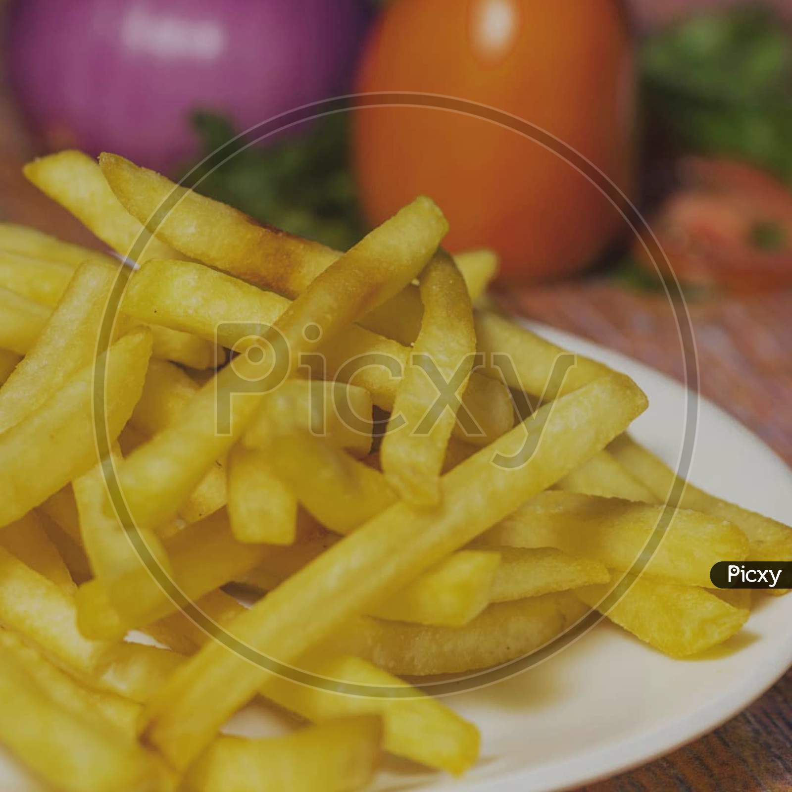 French fries snacks potato stick zoomed