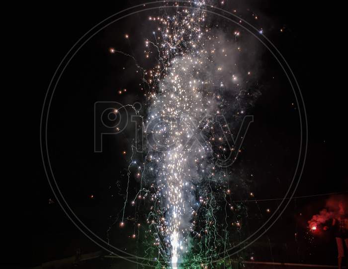 Fire crackers in Diwali, Diwali celebration in India, Colorful fire work    in India