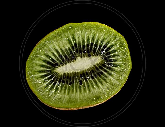 kiwi slice isolated on black background.healthy and nutritious food.