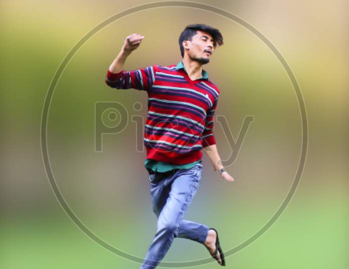 A picture of model in jumping move