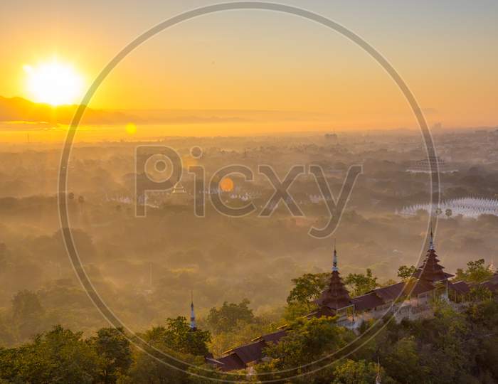 A sunset view from a hilltop