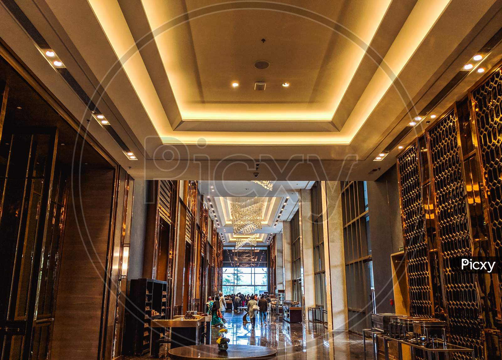 Kolkata,West Bengal, India- October 2019: Interior design of JW Marriott, a 5 start hotel, Urban style interior design