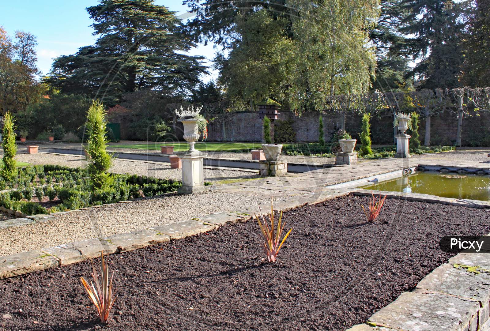 Empty Flower Beds Ready For Planting At Arley Arboretum In The Midlands In England.