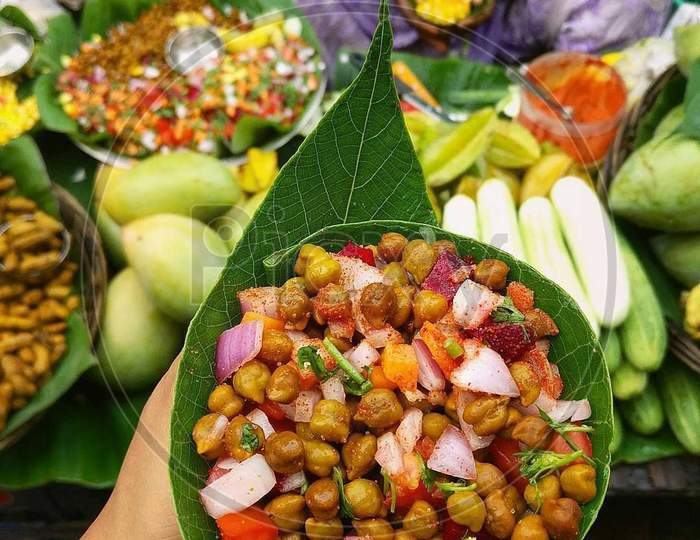 Indian street food served in leaves
