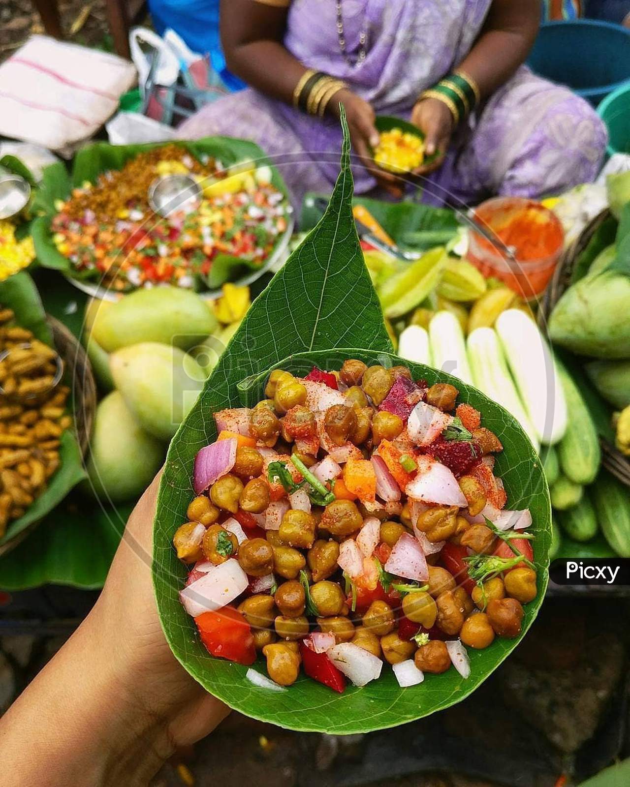 Indian street food served in leaves