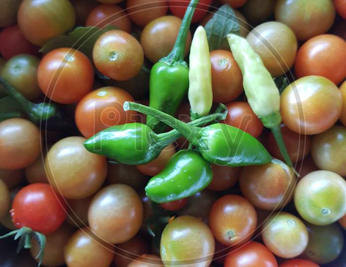 amazing small tomato and green chill