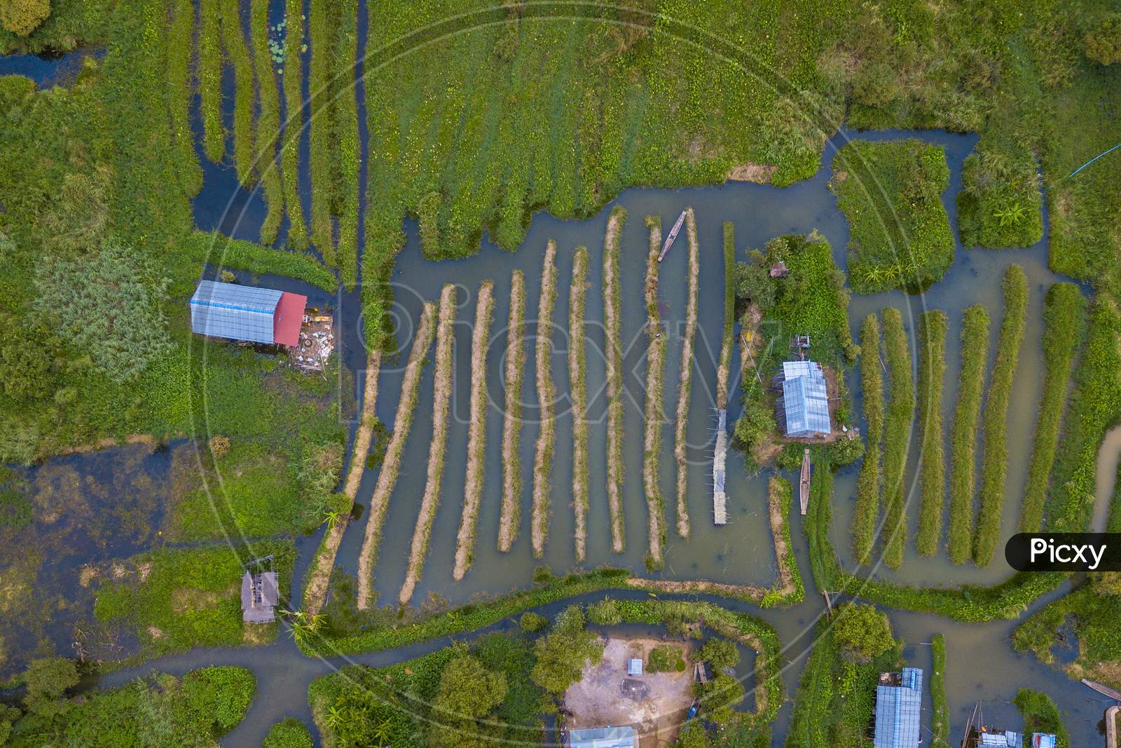 A drone shot of rural area